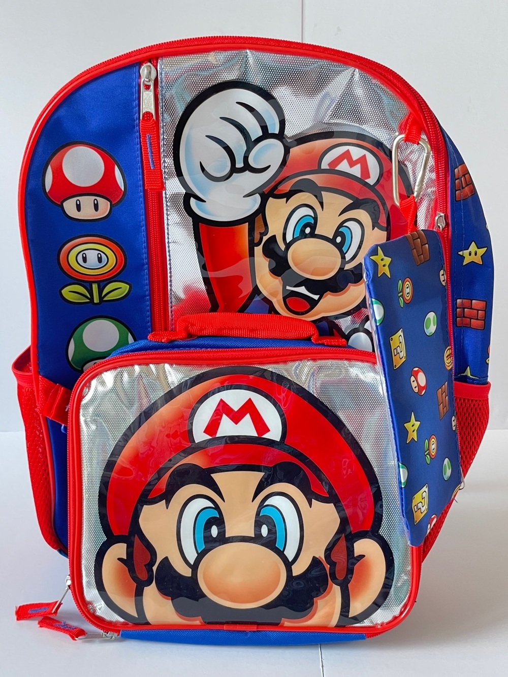 Super Mario Bros 16" School Bag Backpack Detachable Lunch Bag Set NWT